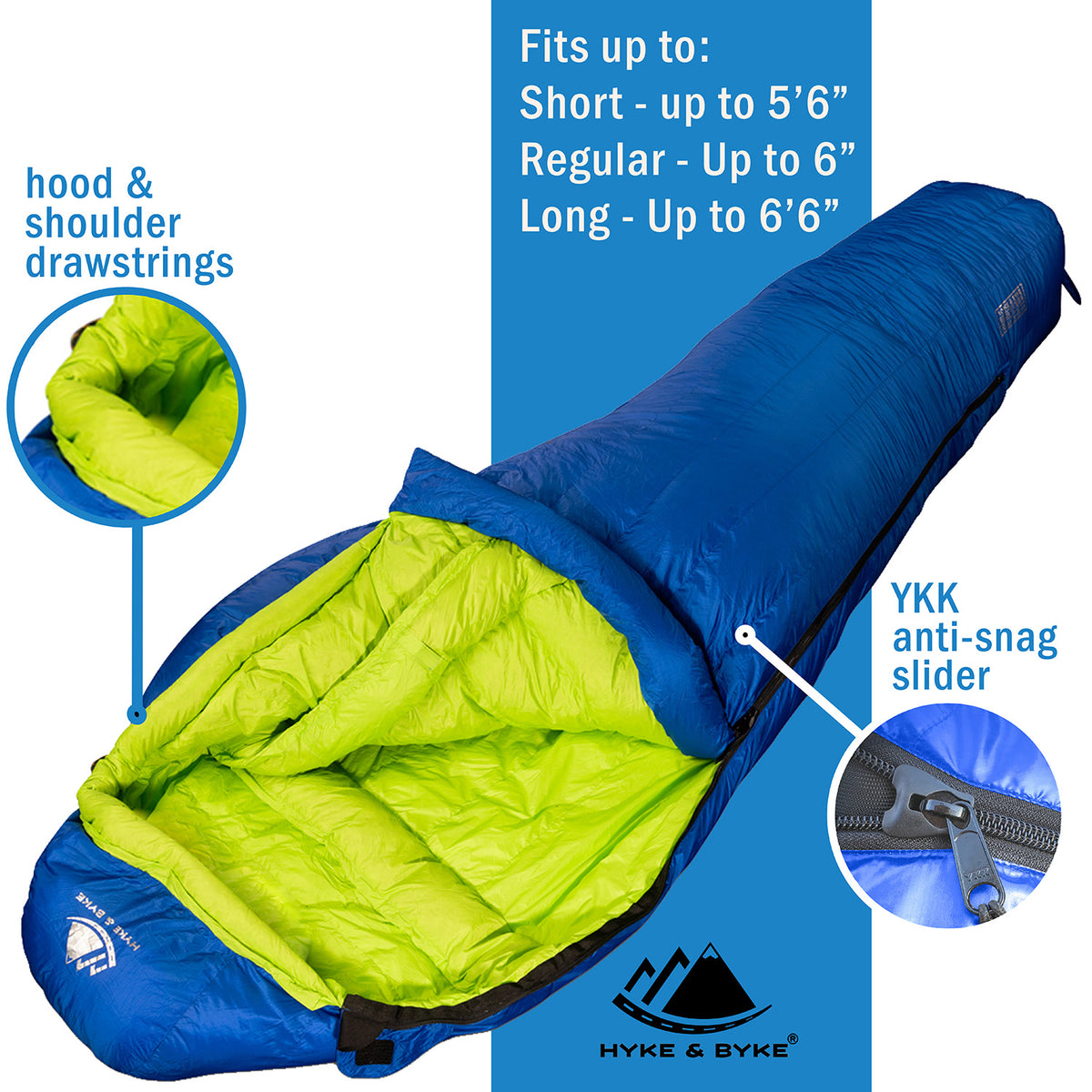 Eolus 800 FP 30° F Down Sleeping Bag - Hyke & Byke USA