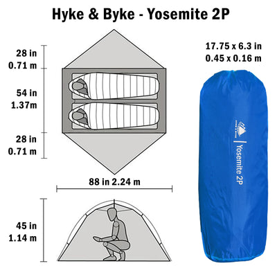 Yosemite 2 Person Backpacking Tent Hyke Byke USA