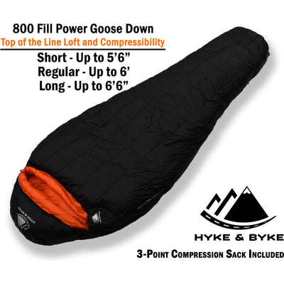 Eolus 15°F Ultralight 800FP Goose Down Sleeping Bag Sleeping Bag Hyke & Byke