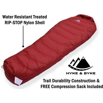 Snowmass 0°F Ultralight 650FP Down Sleeping Bag Sleeping Bag Hyke & Byke