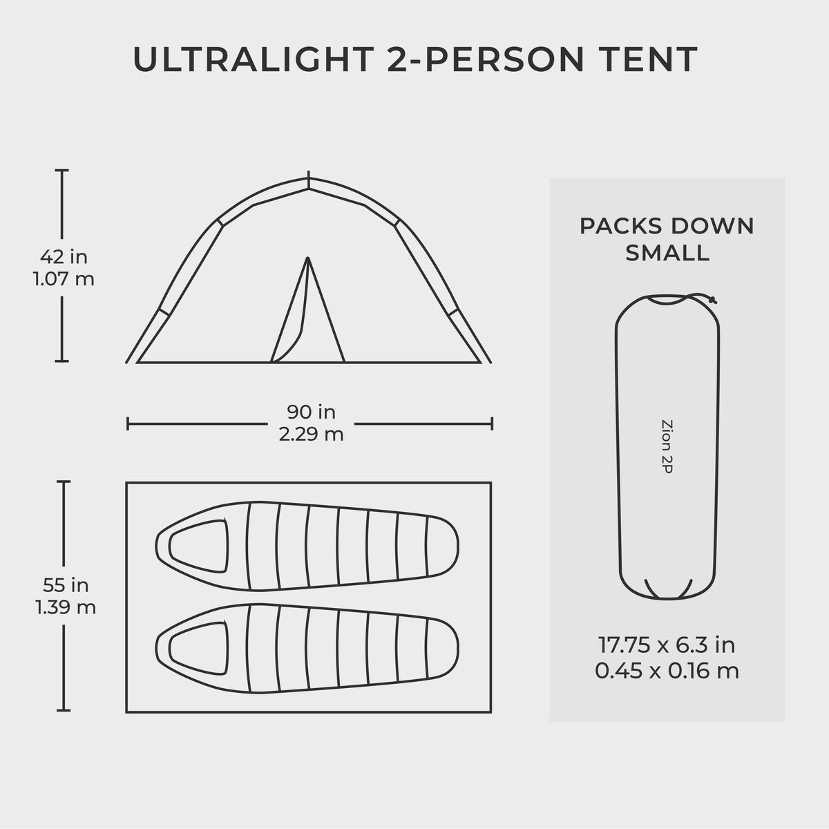 Zion 2 Person Backpacking Tent with Footprint Hyke Byke USA