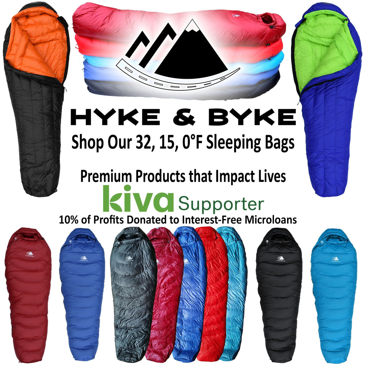 Eolus 15°F Ultralight 800FP Goose Down Sleeping Bag Sleeping Bag Hyke & Byke