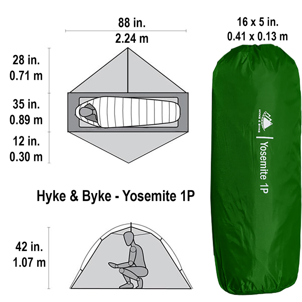 Hyke ＆ Byke Zion Hiking ＆ Backpacking Tent Season Ultralight,  Waterproof Tent for Camping w/Rain Fly and Footprint Person Forest 